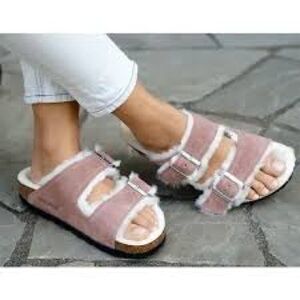 Birkenstock Pink Fuzzy Sandals